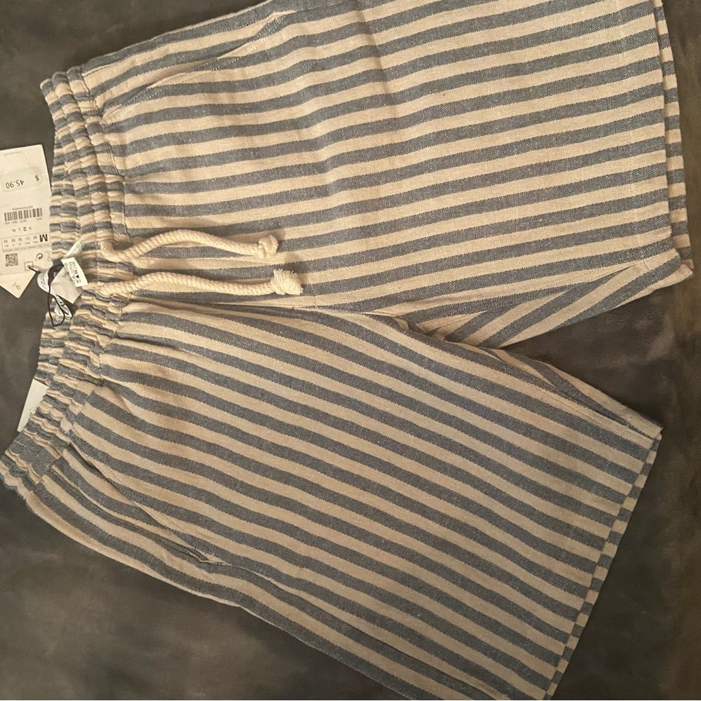 Blue and cream stripe brand new Zara men shorts